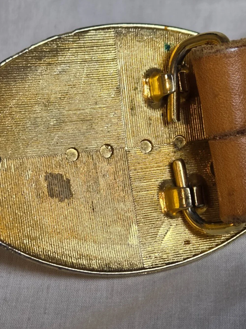 Vintage Suede Leather Belt Tooled Floral Tan Red Gold Western Buckle Unisex 36